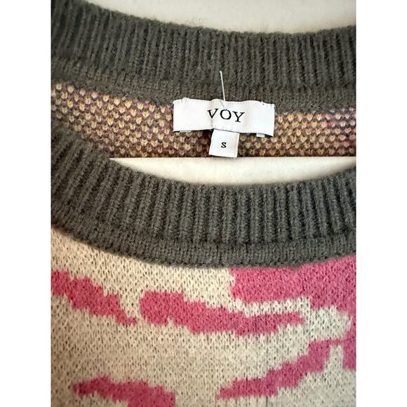 Voy Green Floral Abstract Sweater Size Small - Picture 6 of 8